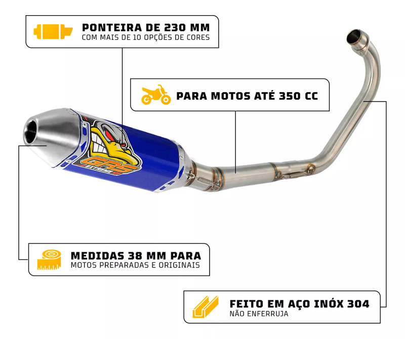 Escape Grs Extreme Hp Para Cg 160 Com Bacalhau Curva Padrão